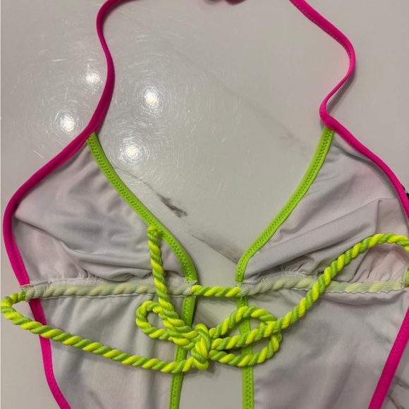 Kids Swimwear with Pink and Green Accents - Picture 1 of 5